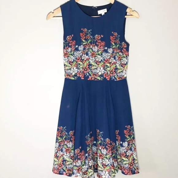 Maison Jules Navy blue floral mini dress sleeveless fit and flare womens sizeXXL - Picture 3 of 4